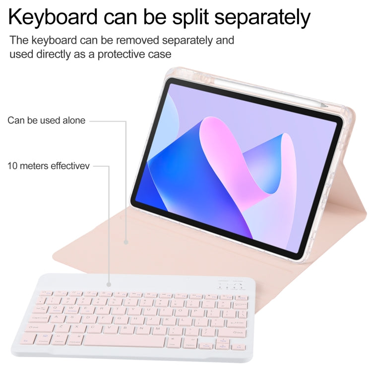 For Huawei MatePad 11 2023 / 2021 Square Button Bluetooth Keyboard Rotatable Holder Leather Case(Rose Gold) - Huawei Keyboard by PMC TechLife | Online Shopping South Africa | PMC TechLife