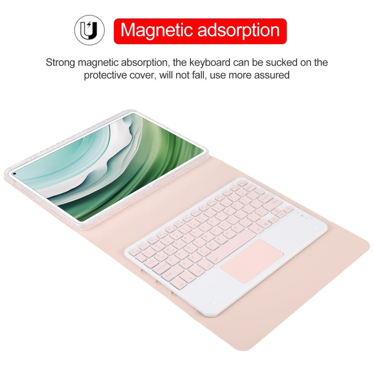 For Huawei MatePad Pro 11 2024 / 2022 Square Button Bluetooth Keyboard Rotatable Holder Leather Case with Touchpad(Rose Gold) - Huawei Keyboard by PMC TechLife | Online Shopping South Africa | PMC TechLife