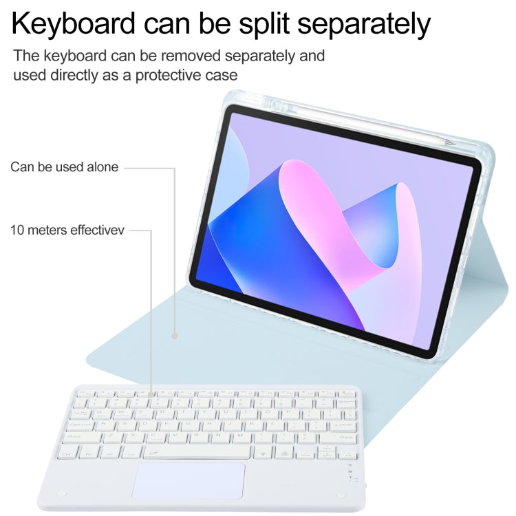 For Huawei MatePad 11 2023 / 2021 Square Button Bluetooth Keyboard Rotatable Holder Leather Case with Touchpad(Sky Blue) - Huawei Keyboard by PMC TechLife | Online Shopping South Africa | PMC TechLife