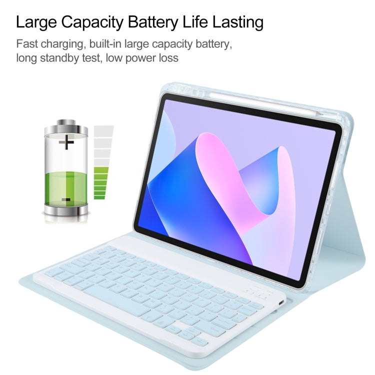 For Huawei MatePad 11 2023 / 2021 Square Button Backlight Bluetooth Keyboard Rotatable Holder Leather Case(Sky Blue) - Huawei Keyboard by PMC TechLife | Online Shopping South Africa | PMC TechLife