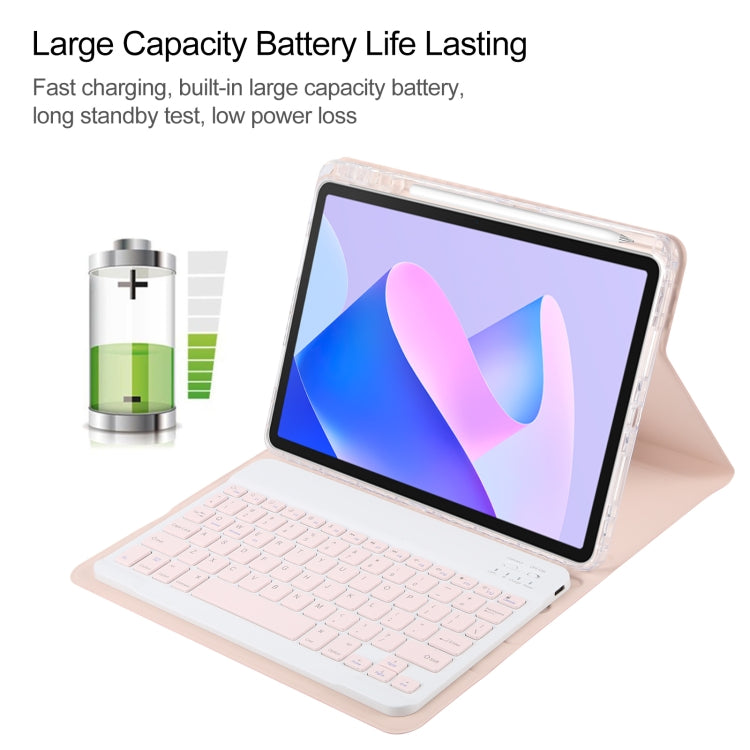 For Huawei MatePad 11 2023 / 2021 Square Button Backlight Bluetooth Keyboard Rotatable Holder Leather Case(Rose Gold) - Huawei Keyboard by PMC TechLife | Online Shopping South Africa | PMC TechLife