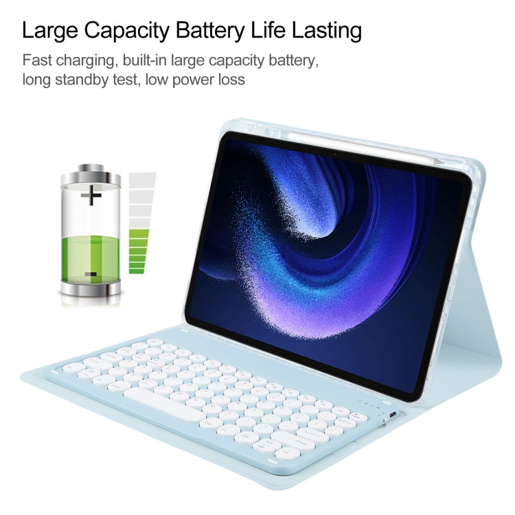 For Xiaomi Pad 6 Round Button Bluetooth Keyboard Rotatable Holder Leather Case(Sky Blue) - Others Keyboard by PMC TechLife | Online Shopping South Africa | PMC TechLife