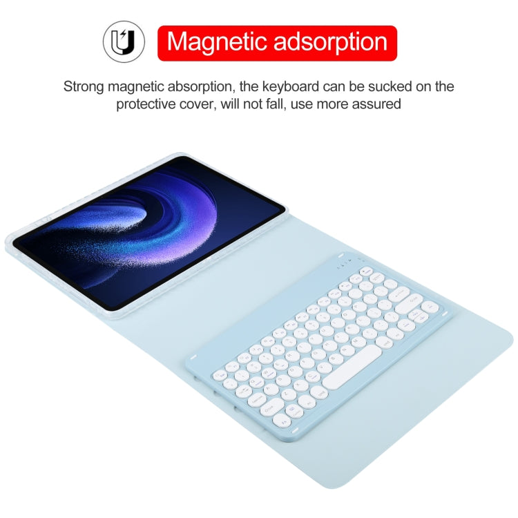 For Xiaomi Pad 6 Round Button Bluetooth Keyboard Rotatable Holder Leather Case(Sky Blue) - Others Keyboard by PMC TechLife | Online Shopping South Africa | PMC TechLife