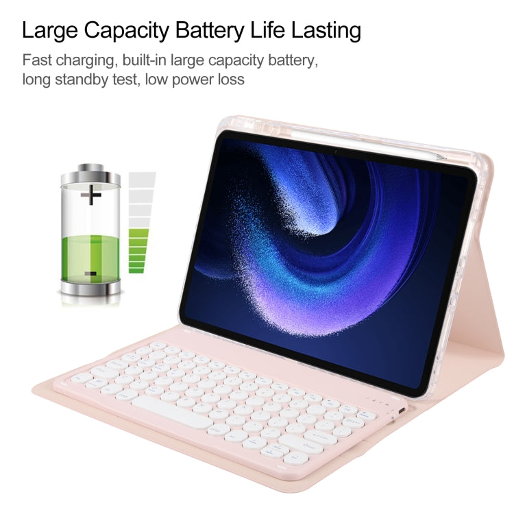 For Xiaomi Pad 6 Round Button Bluetooth Keyboard Rotatable Holder Leather Case(Rose Gold) - Others Keyboard by PMC TechLife | Online Shopping South Africa | PMC TechLife