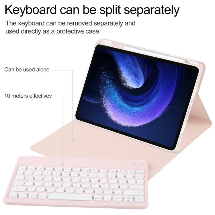 For Xiaomi Pad 6 Round Button Bluetooth Keyboard Rotatable Holder Leather Case(Rose Gold) - Others Keyboard by PMC TechLife | Online Shopping South Africa | PMC TechLife