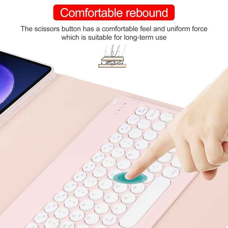 For Xiaomi Pad 6 Round Button Bluetooth Keyboard Rotatable Holder Leather Case(Rose Gold) - Others Keyboard by PMC TechLife | Online Shopping South Africa | PMC TechLife