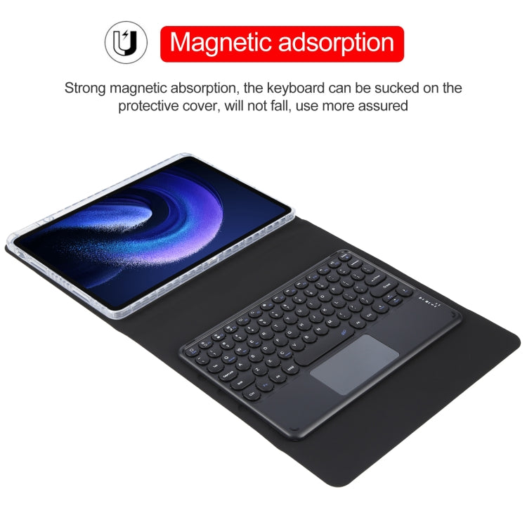 For Xiaomi Pad 6 Round Button Bluetooth Keyboard Rotatable Holder Leather Case with Touchpad(Black) - Others Keyboard by PMC TechLife | Online Shopping South Africa | PMC TechLife