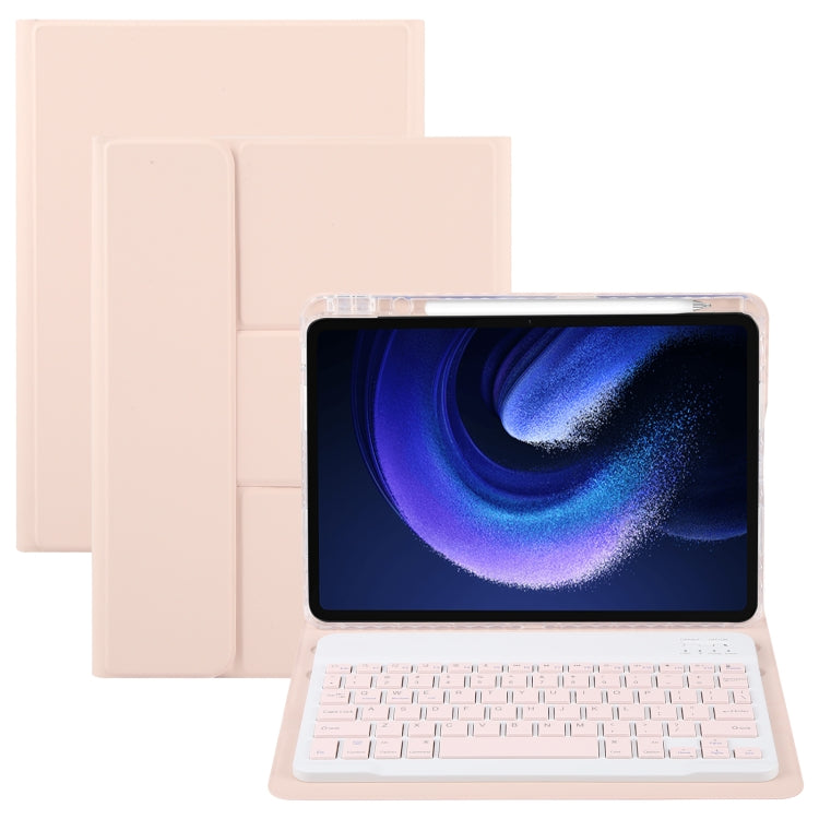 For Xiaomi Pad 6 Square Button Bluetooth Keyboard Rotatable Holder Leather Case(Rose Gold) - free shipping - PMC TechLife - Order now!