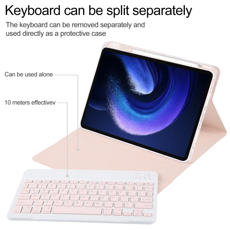 For Xiaomi Pad 6 Square Button Bluetooth Keyboard Rotatable Holder Leather Case(Rose Gold) - free shipping - PMC TechLife - Order now!