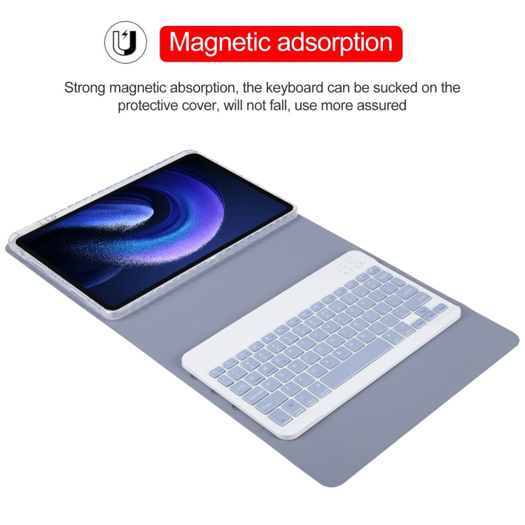 For Xiaomi Pad 6 Square Button Bluetooth Keyboard Rotatable Holder Leather Case(Lavender Purple) - Others Keyboard by PMC TechLife | Online Shopping South Africa | PMC TechLife