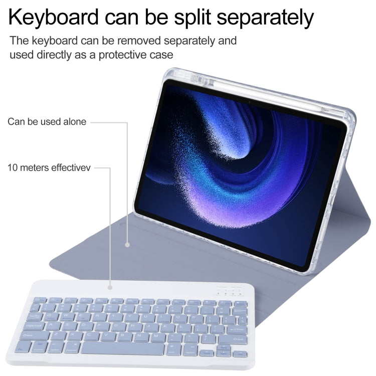 For Xiaomi Pad 6 Square Button Bluetooth Keyboard Rotatable Holder Leather Case(Lavender Purple) - Others Keyboard by PMC TechLife | Online Shopping South Africa | PMC TechLife