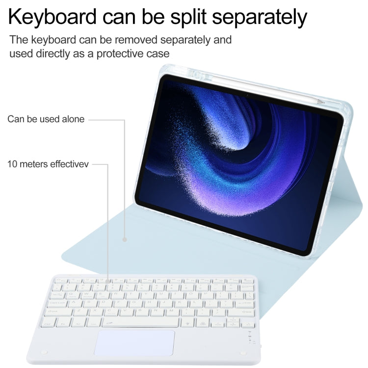 For Xiaomi Pad 6 Square Button Bluetooth Keyboard Rotatable Holder Leather Case with Touchpad(Sky Blue) - Others Keyboard by PMC TechLife | Online Shopping South Africa | PMC TechLife