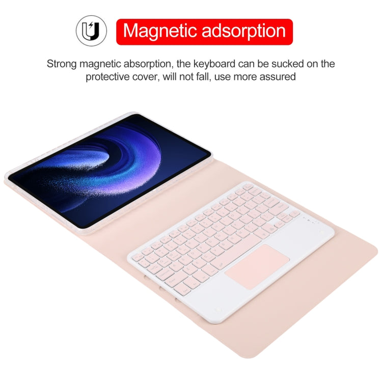 For Xiaomi Pad 6 Square Button Bluetooth Keyboard Rotatable Holder Leather Case with Touchpad(Rose Gold) - free shipping - PMC TechLife - Order now!