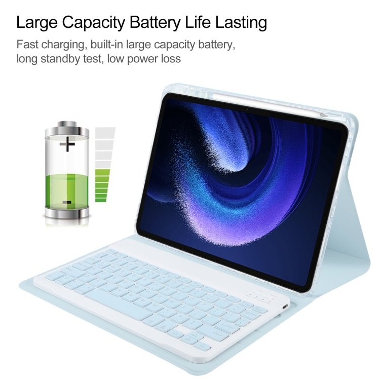 For Xiaomi Pad 6 Square Button Backlight Bluetooth Keyboard Rotatable Holder Leather Case(Sky Blue) - free shipping - PMC TechLife - Order now!