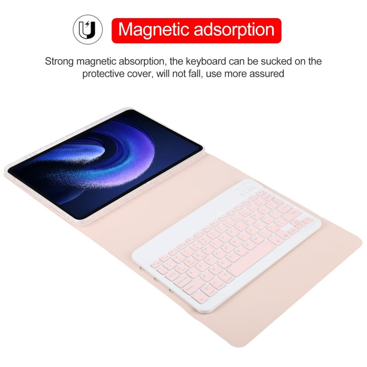 For Xiaomi Pad 6 Square Button Backlight Bluetooth Keyboard Rotatable Holder Leather Case(Rose Gold) - free shipping - PMC TechLife - Order now!
