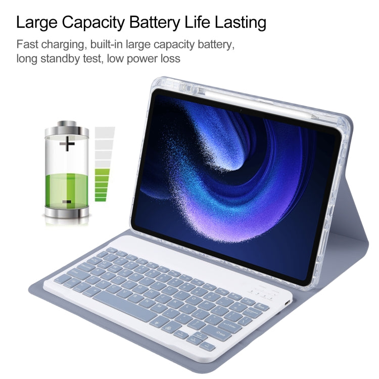 For Xiaomi Pad 6 Square Button Backlight Bluetooth Keyboard Rotatable Holder Leather Case(Lavender Purple) - free shipping - PMC TechLife - Order now!