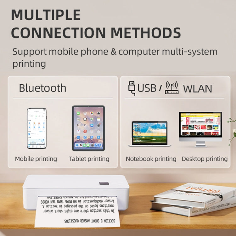 A4 mini Portable Bluetooth HD Thermal Printer for Home Office Study(EU Plug) - Printer by PMC TechLife | Online Shopping South Africa | PMC TechLife | Buy Now Pay Later Mobicred