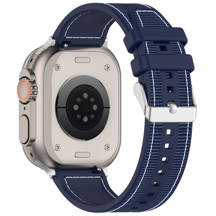 For Apple Watch Ultra 2 49mm Ordinary Buckle Hybrid Nylon Braid Silicone Watch Band(Midnight Blue) - Watch Bands by PMC TechLife | Online Shopping South Africa | PMC TechLife