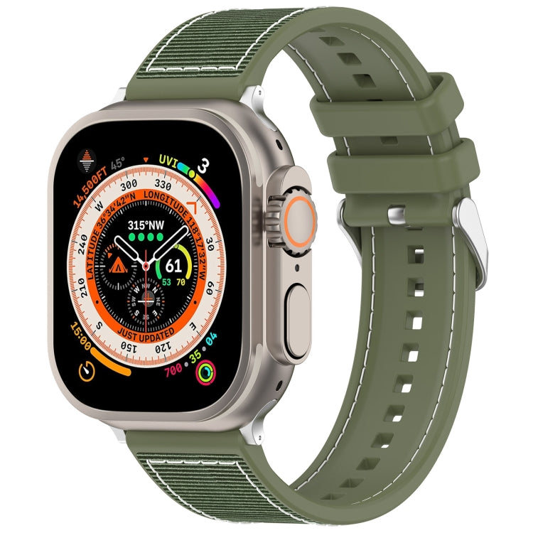For Apple Watch Series 9 45mm Ordinary Buckle Hybrid Nylon Braid Silicone Watch Band(Green) - Watch Bands by PMC TechLife | Online Shopping South Africa | PMC TechLife | Buy Now Pay Later Mobicred
