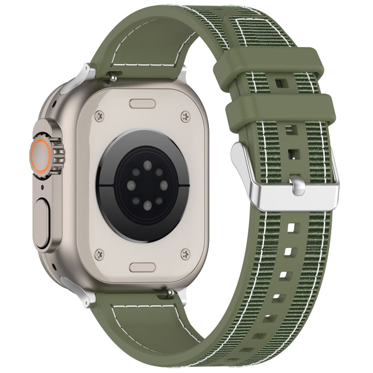 For Apple Watch SE 40mm Ordinary Buckle Hybrid Nylon Braid Silicone Watch Band(Green) - Watch Bands by PMC TechLife | Online Shopping South Africa | PMC TechLife