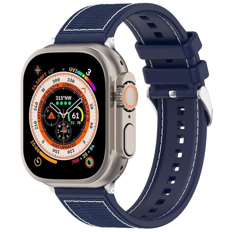 For Apple Watch SE 44mm Ordinary Buckle Hybrid Nylon Braid Silicone Watch Band(Midnight Blue) - Watch Bands by PMC TechLife | Online Shopping South Africa | PMC TechLife