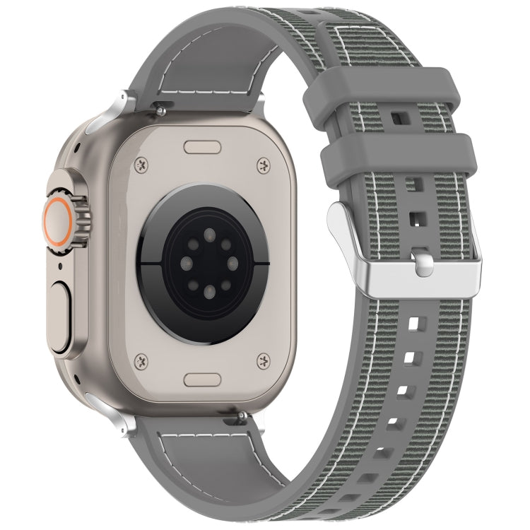 For Apple Watch Series 6 40mm Ordinary Buckle Hybrid Nylon Braid Silicone Watch Band(Grey) - free shipping - PMC TechLife - Order now!