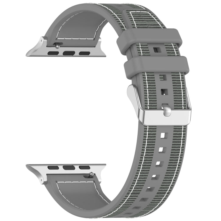 For Apple Watch Series 5 44mm Ordinary Buckle Hybrid Nylon Braid Silicone Watch Band(Grey) - Watch Bands by PMC TechLife | Online Shopping South Africa | PMC TechLife