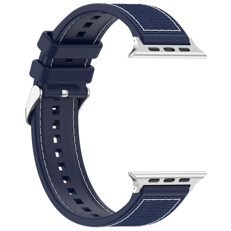 For Apple Watch Series 4 44mm Ordinary Buckle Hybrid Nylon Braid Silicone Watch Band(Midnight Blue) - Watch Bands by PMC TechLife | Online Shopping South Africa | PMC TechLife