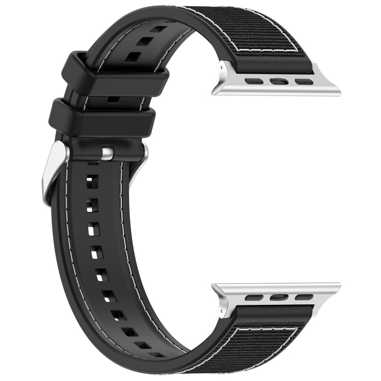 For Apple Watch Series 3 38mm Ordinary Buckle Hybrid Nylon Braid Silicone Watch Band(Black) - Watch Bands by PMC TechLife | Online Shopping South Africa | PMC TechLife