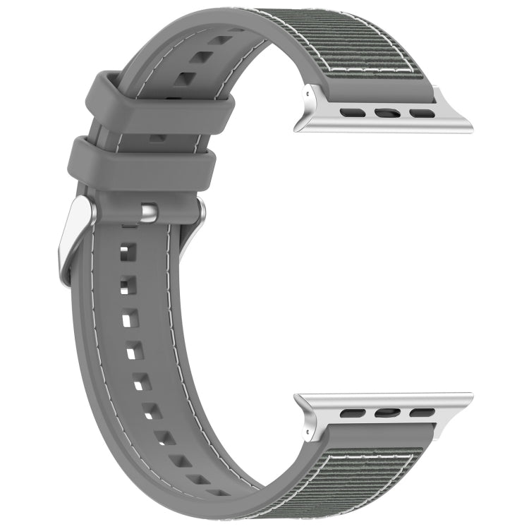 For Apple Watch 38mm Ordinary Buckle Hybrid Nylon Braid Silicone Watch Band(Grey) - Watch Bands by PMC TechLife | Online Shopping South Africa | PMC TechLife