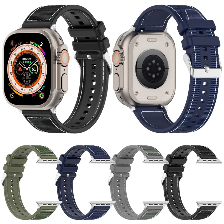 For Apple Watch Ultra 2 49mm Ordinary Buckle Hybrid Nylon Braid Silicone Watch Band(Grey) - Watch Bands by PMC TechLife | Online Shopping South Africa | PMC TechLife