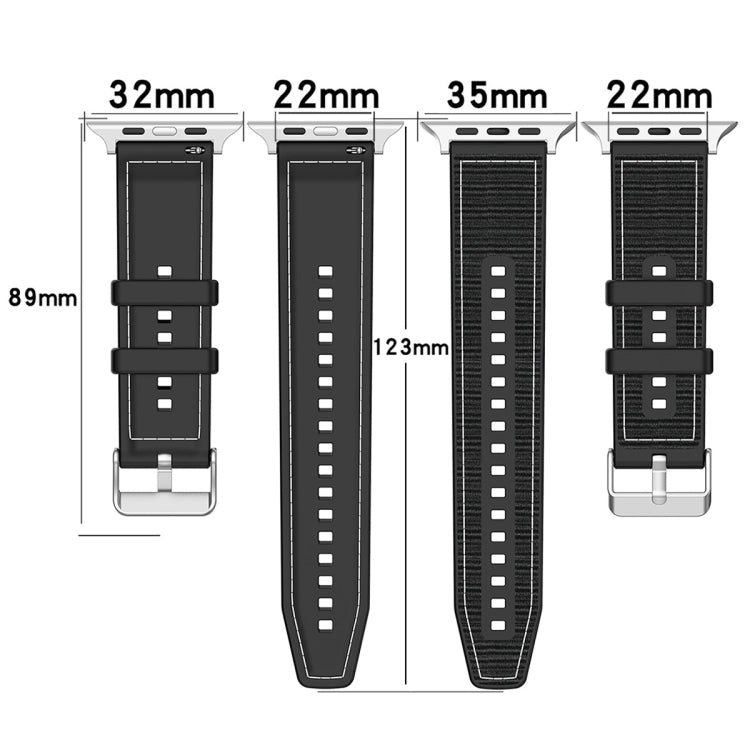 For Apple Watch Series 9 45mm Ordinary Buckle Hybrid Nylon Braid Silicone Watch Band(Grey) - Watch Bands by PMC TechLife | Online Shopping South Africa | PMC TechLife