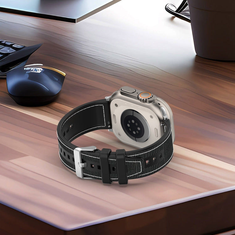 For Apple Watch SE 40mm Ordinary Buckle Hybrid Nylon Braid Silicone Watch Band(Black) - Watch Bands by PMC TechLife | Online Shopping South Africa | PMC TechLife | Buy Now Pay Later Mobicred
