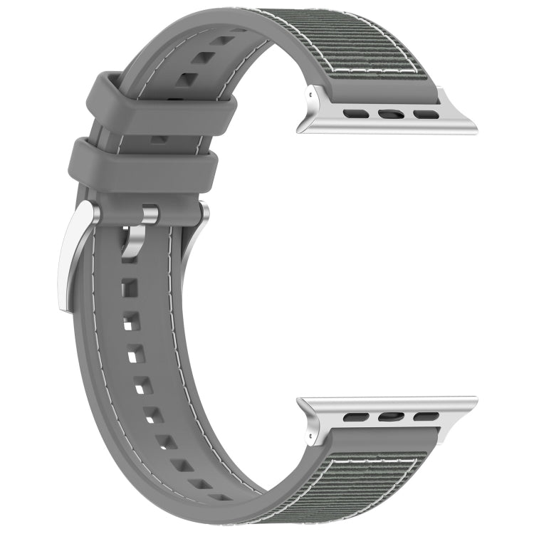 For Apple Watch Series 9 41mm Official Buckle Hybrid Nylon Braid Silicone Watch Band(Grey) - Watch Bands by PMC TechLife | Online Shopping South Africa | PMC TechLife