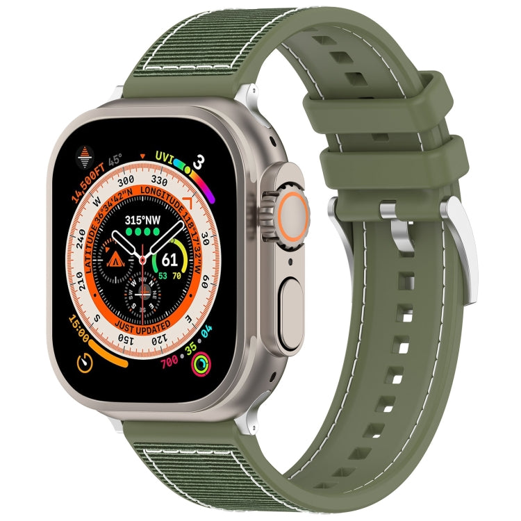 For Apple Watch Series 9 41mm Official Buckle Hybrid Nylon Braid Silicone Watch Band(Green) - Watch Bands by PMC TechLife | Online Shopping South Africa | PMC TechLife