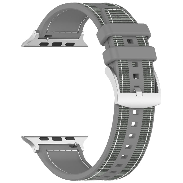 For Apple Watch Ultra 49mm Official Buckle Hybrid Nylon Braid Silicone Watch Band(Grey) - Watch Bands by PMC TechLife | Online Shopping South Africa | PMC TechLife