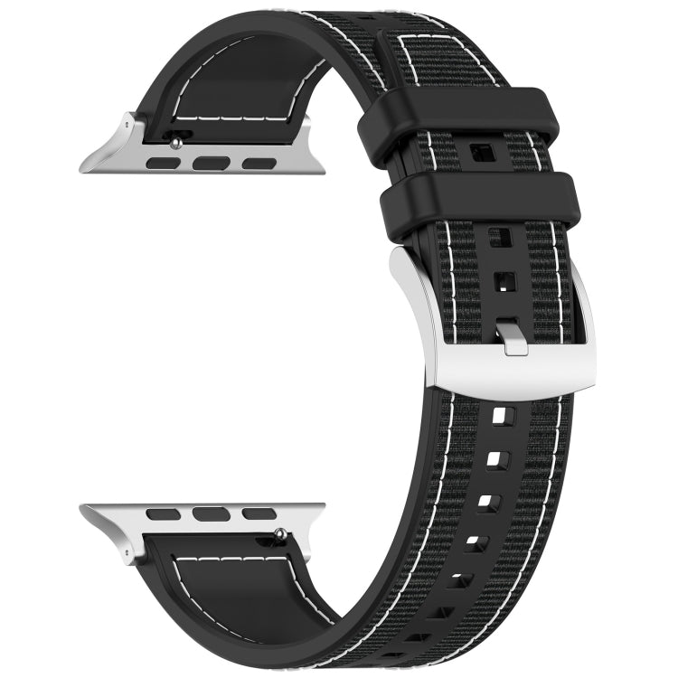For Apple Watch Series 8 41mm Official Buckle Hybrid Nylon Braid Silicone Watch Band(Black) - Watch Bands by PMC TechLife | Online Shopping South Africa | PMC TechLife