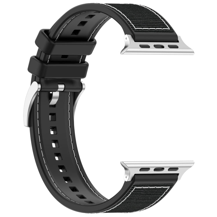 For Apple Watch SE 2022 40mm Official Buckle Hybrid Nylon Braid Silicone Watch Band(Black) - Watch Bands by PMC TechLife | Online Shopping South Africa | PMC TechLife
