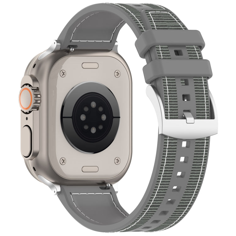 For Apple Watch Series 7 41mm Official Buckle Hybrid Nylon Braid Silicone Watch Band(Grey) - Watch Bands by PMC TechLife | Online Shopping South Africa | PMC TechLife
