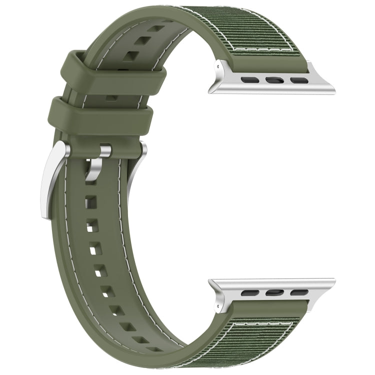 For Apple Watch Series 7 41mm Official Buckle Hybrid Nylon Braid Silicone Watch Band(Green) - Watch Bands by PMC TechLife | Online Shopping South Africa | PMC TechLife