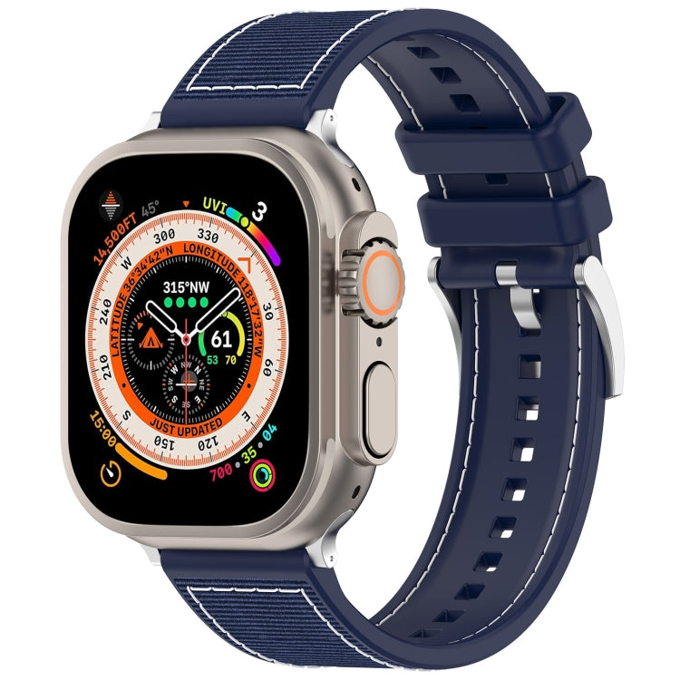 For Apple Watch SE 40mm Official Buckle Hybrid Nylon Braid Silicone Watch Band(Midnight Blue) - free shipping - PMC TechLife - Order now!