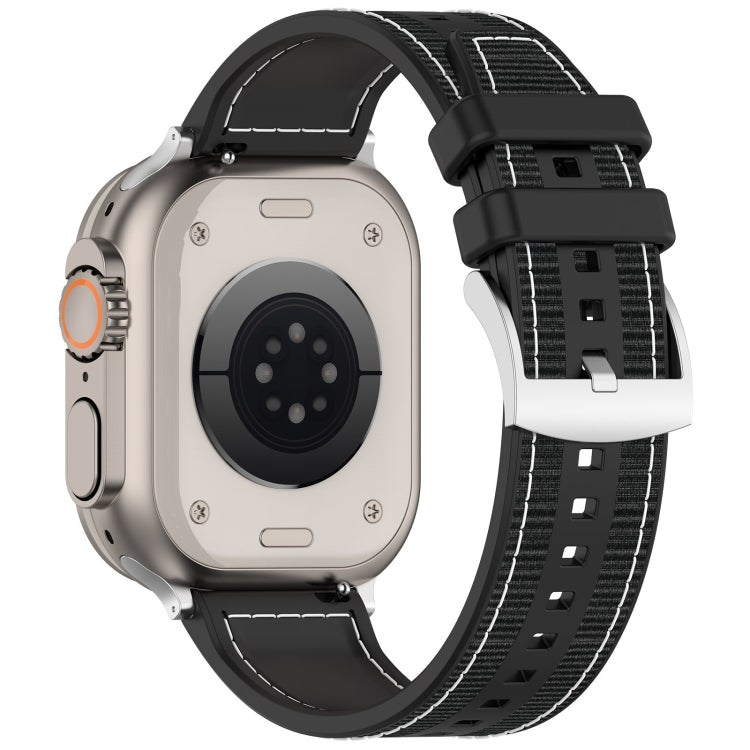 For Apple Watch Series 5 40mm Official Buckle Hybrid Nylon Braid Silicone Watch Band(Black) - Watch Bands by PMC TechLife | Online Shopping South Africa | PMC TechLife