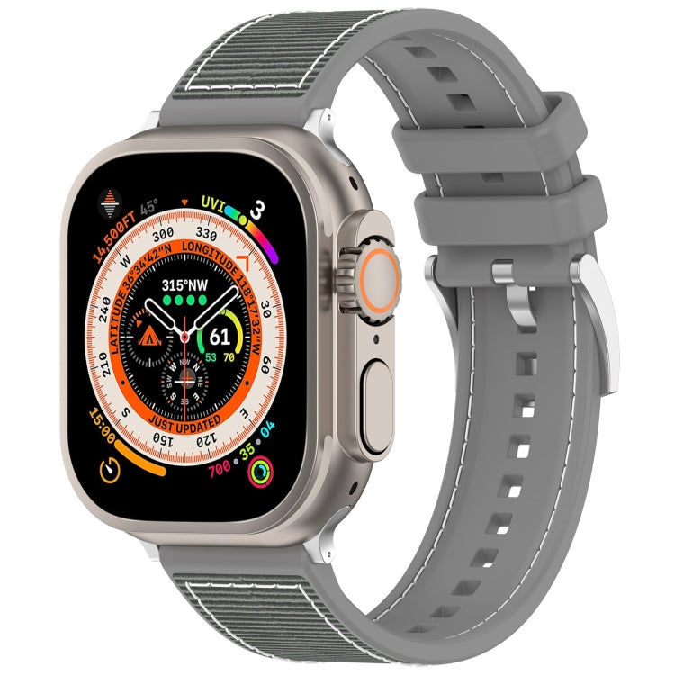 For Apple Watch Series 3 42mm Official Buckle Hybrid Nylon Braid Silicone Watch Band(Grey) - free shipping - PMC TechLife - Order now!