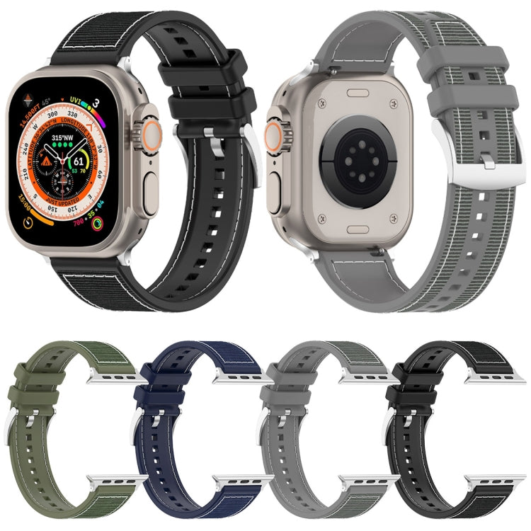For Apple Watch Series 8 41mm Official Buckle Hybrid Nylon Braid Silicone Watch Band(Grey) - Watch Bands by PMC TechLife | Online Shopping South Africa | PMC TechLife