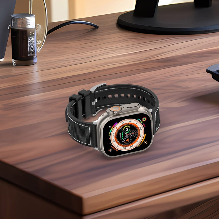 For Apple Watch SE 2023 40mm Official Buckle Hybrid Nylon Braid Silicone Watch Band(Green) - Watch Bands by PMC TechLife | Online Shopping South Africa | PMC TechLife