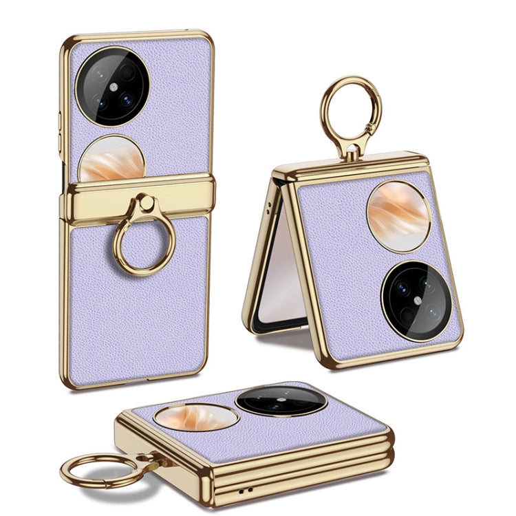 For Huawei Pocket 2 GKK Electroplated Leather Phone Case with Ring(Purple) - free shipping - PMC Jewellery - Order now!