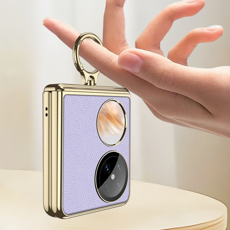For Huawei Pocket 2 GKK Electroplated Leather Phone Case with Ring(Purple) - free shipping - PMC Jewellery - Order now!