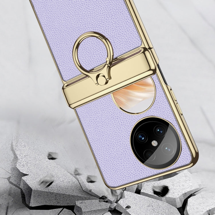 For Huawei Pocket 2 GKK Electroplated Leather Phone Case with Ring(White) - free shipping - PMC Jewellery - Order now!