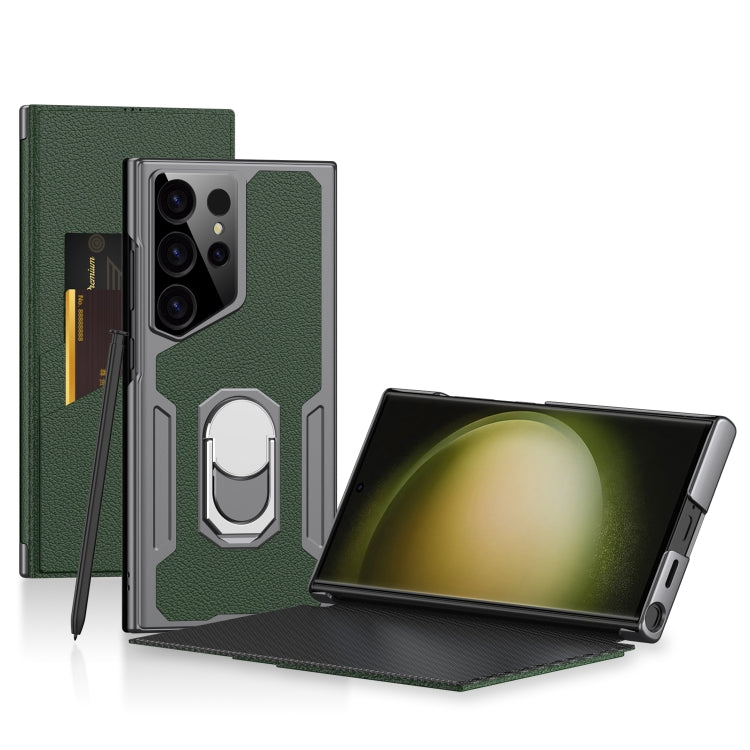 For Samsung Galaxy S23 Ultra 5G GKK Armor Flip Leather Phone Case, Without Pen(Night Green) - free shipping - PMC Jewellery - Order now!