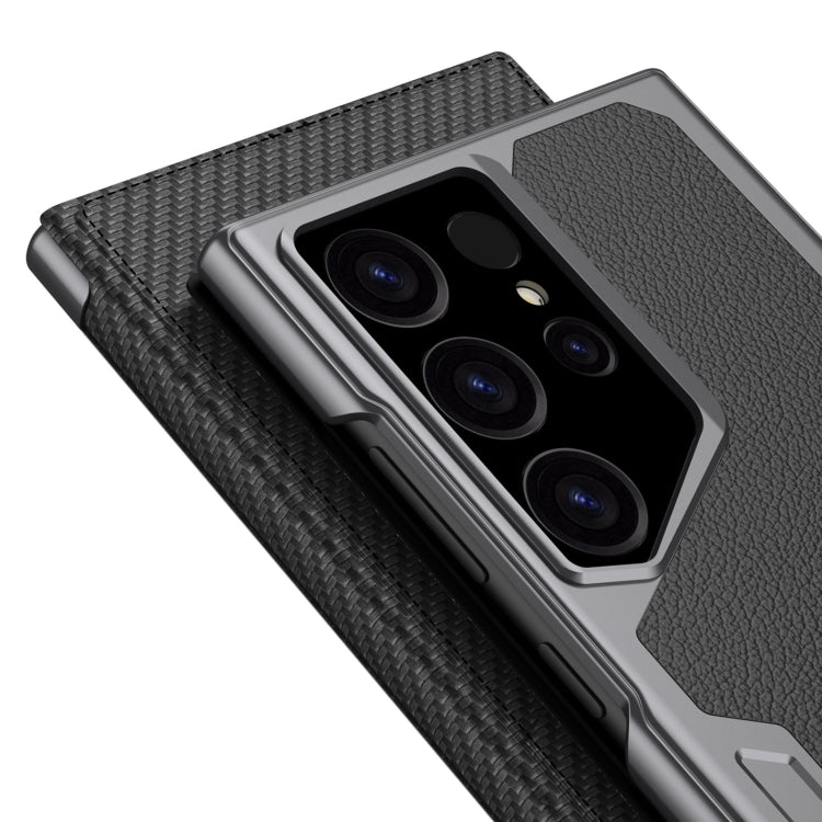 For Samsung Galaxy S23 Ultra 5G GKK Armor Flip Leather Phone Case, Without Pen(Carbon Fiber Texture) - free shipping - PMC Jewellery - Order now!